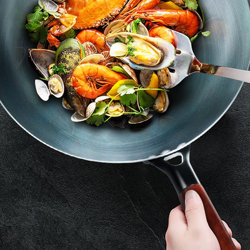 Amazon | FUZHCY(たけち) 平底中華なべ炒め鍋ブルーアイアン調理器具